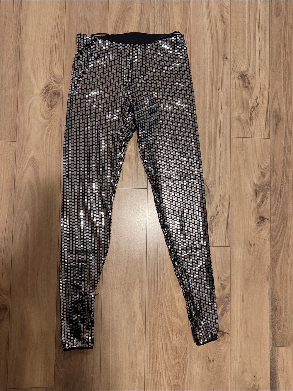 H&M Black Silver Sequin Leggings